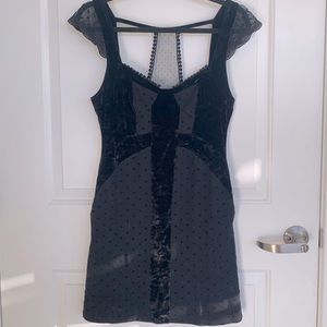 Free People Black Velvet and Mesh Cocktail Dress